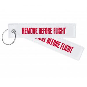 "Remove Before Flight" Schlüsselanhänger | white